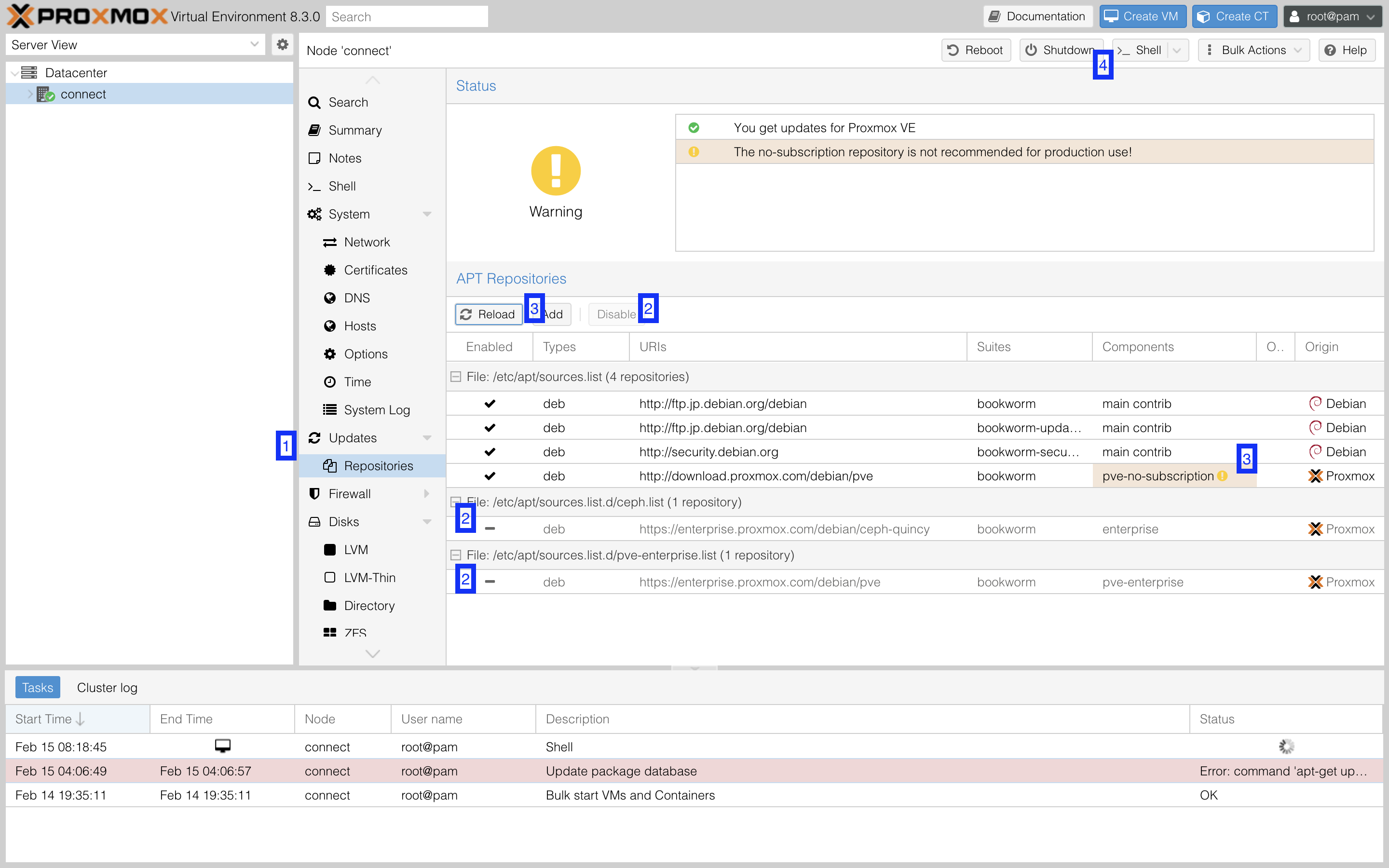 Proxmox Repositories Setting